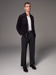 Black Cord Twin Pocket Western Long Sleeve 100% Cotton Shirt - Image 2 of 8