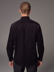 Black Cord Twin Pocket Western Long Sleeve 100% Cotton Shirt - Image 3 of 8