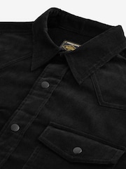 Black Cord Twin Pocket Western Long Sleeve 100% Cotton Shirt - Image 8 of 8