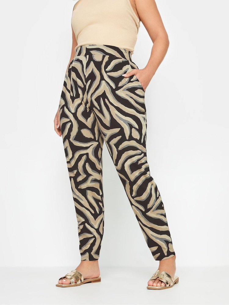 Yours Curve Black Double Pleated Harem Trousers - Image 1 of 5
