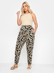 Yours Curve Black Double Pleated Harem Trousers - Image 2 of 5