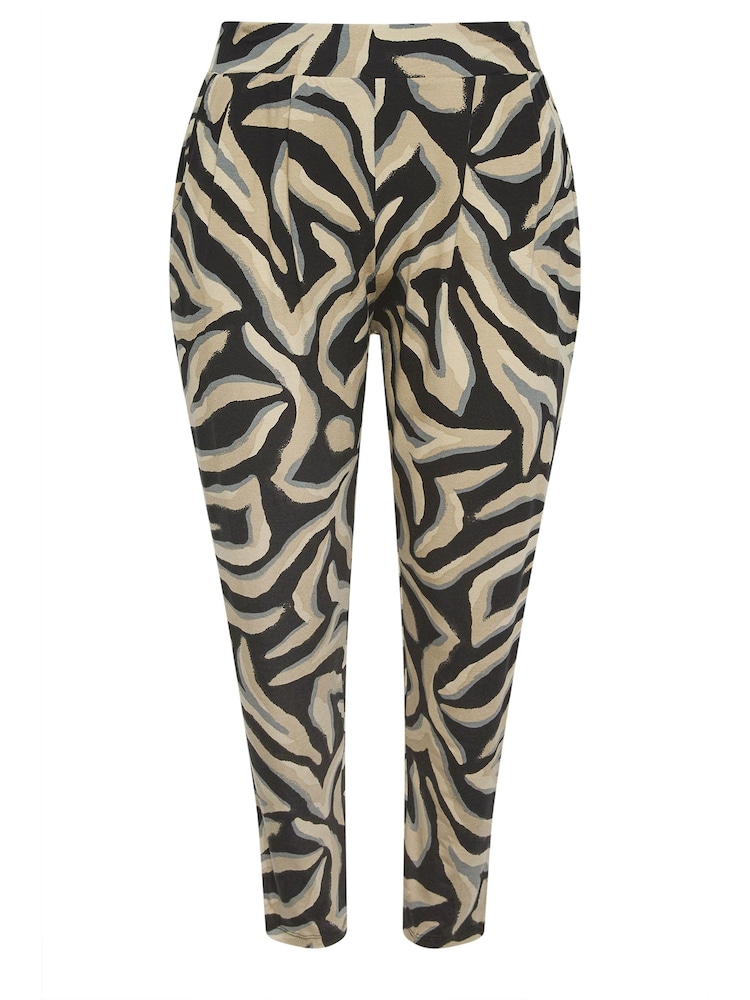 Yours Curve Black Double Pleated Harem Trousers - Image 5 of 5