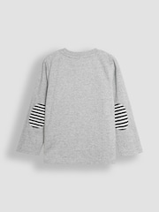 JoJo Maman Bébé Grey Marl Badger Appliqué Pocket Top - Image 2 of 3