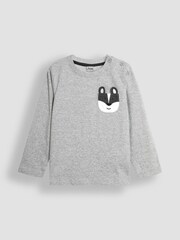 Grey Marl Badger - Jojo Maman Bébé Apliqué žep Top - Slika 4 iz 5