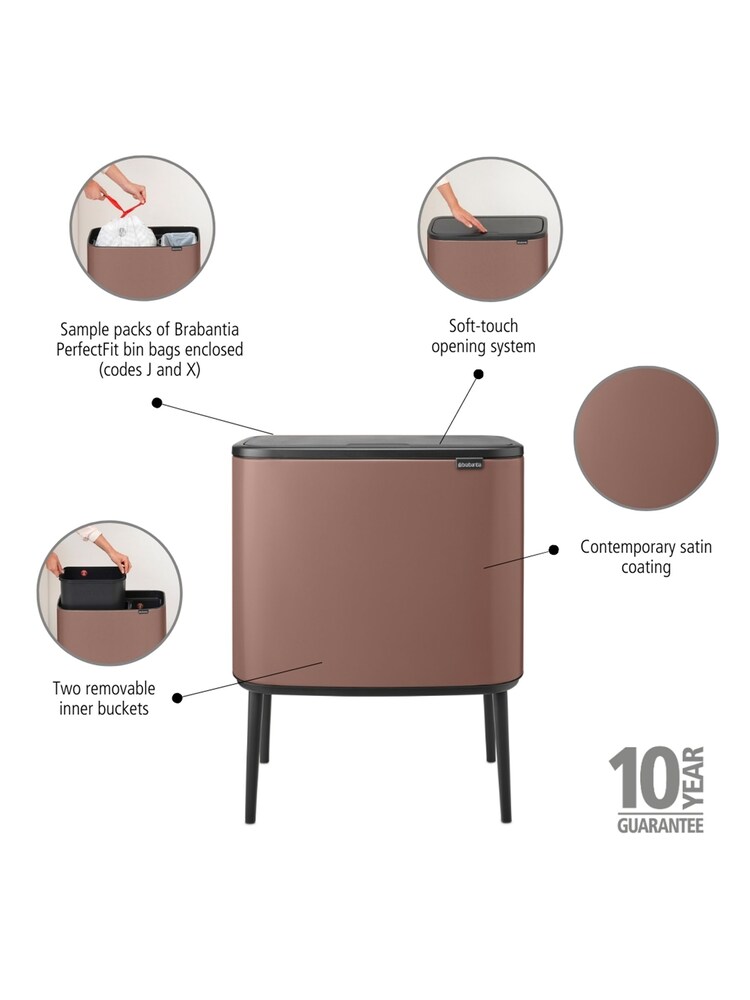 Brabantia Satin Taupe Bo Touch Bin 23L + 11L - Image 6 of 6