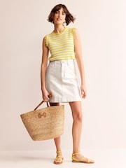 Boden Cream Nell Denim Mini Skirt - Image 1 of 5