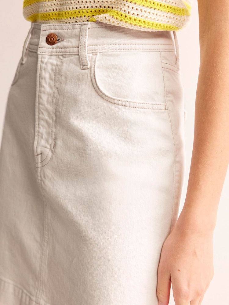 Boden Cream Nell Denim Mini Skirt - Image 2 of 5