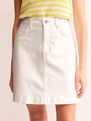 Boden Cream Nell Denim Mini Skirt - Image 4 of 5