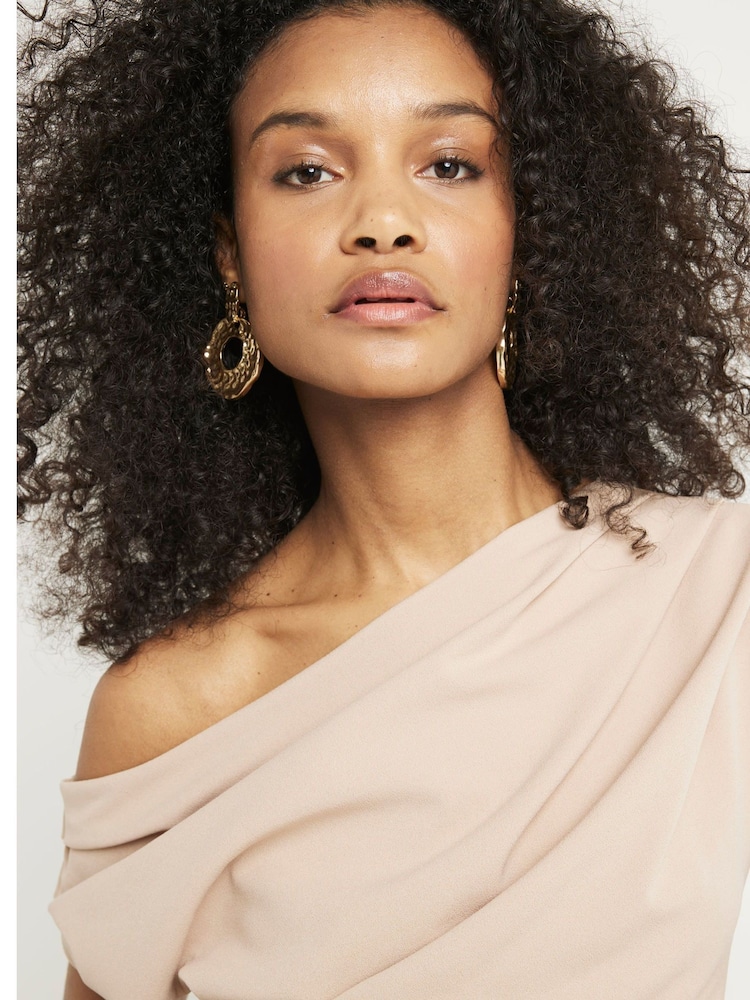 River Island Stone Bright Off Shoulder Drape Top - Image 3 of 4