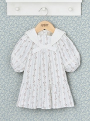 Mamas & Papas 100% Cotton Laura Ashley Floral Sailor Collar White Dress - Image 1 of 3