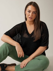 EVANS Curve Black Tape Yarn Jumper - Image 5 of 6