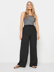 Long Tall Sally Black Crepe Cargo Wide leg Trousers - Image 1 of 5