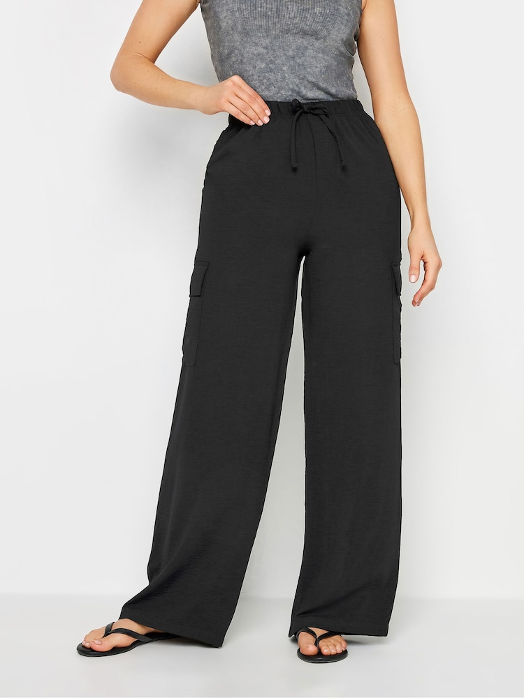 Long Tall Sally Black Crepe Cargo Wide leg Trousers - Image 2 of 5