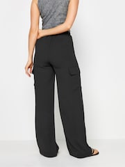 Long Tall Sally Black Crepe Cargo Wide leg Trousers - Image 3 of 5