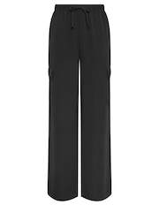 Long Tall Sally Black Crepe Cargo Wide leg Trousers - Image 5 of 5