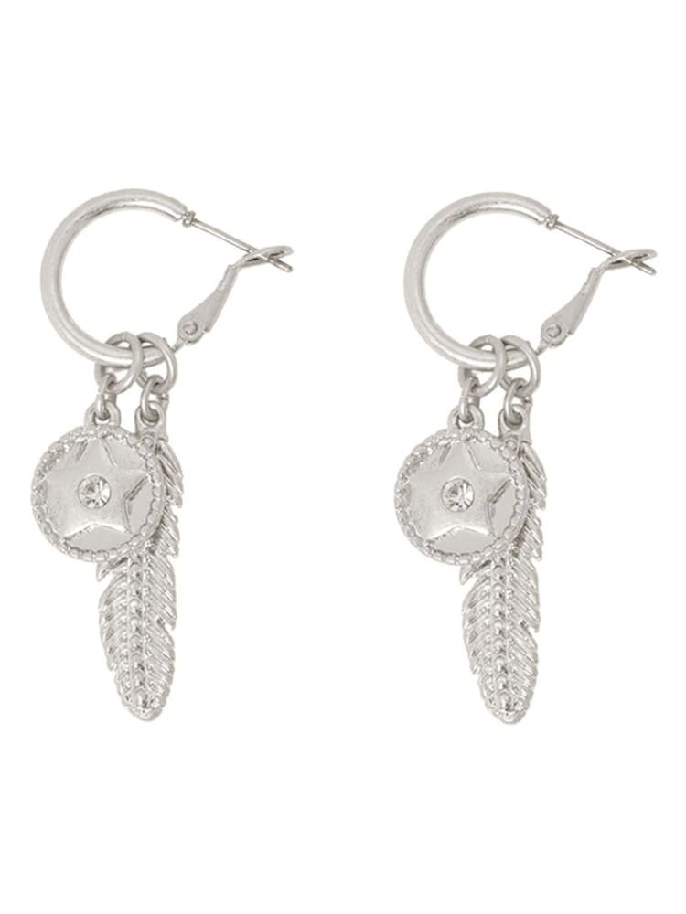 Bibi Bijoux Silver Tone  Celestial Feather Interchangeable Hoop Earrings - Image 1 of 4