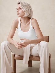 Banana Republic White Sheer Ribbed Vest Top - Image 1 of 4