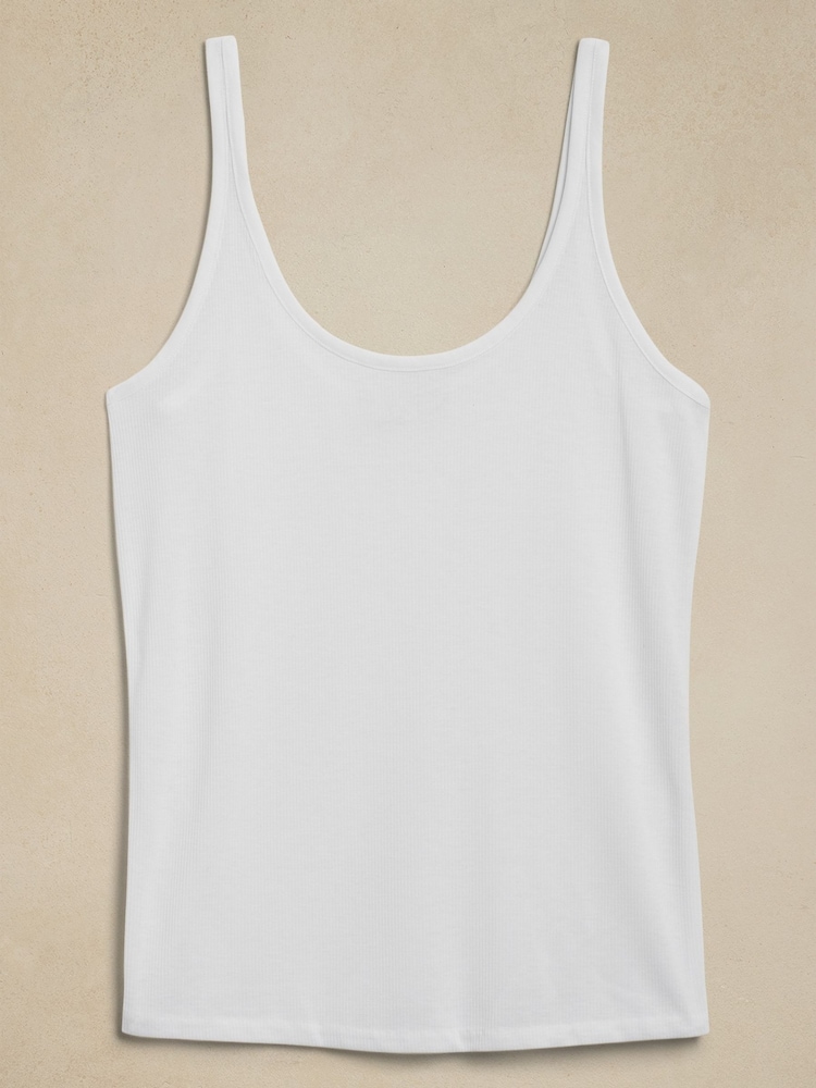 Banana Republic White Sheer Ribbed Vest Top - Image 4 of 4