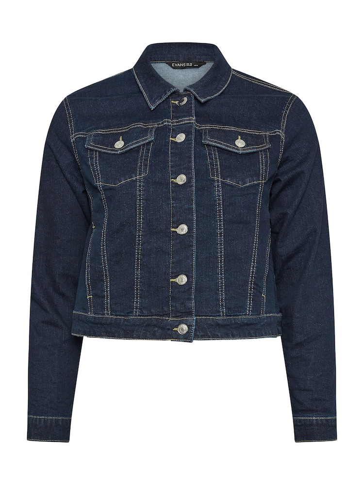 Azul/blanco - Chaqueta de denim elástica de Evans - Imagen 5 de 5 Azul/blanco - Chaqueta de denim elástica de Evans - Imagen 5 de 5