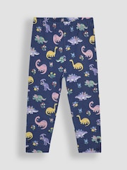 JoJo Maman Bébé Navy Blue Dino Floral 2-Pack Autumn Ditsy Floral Leggings - Image 2 of 8