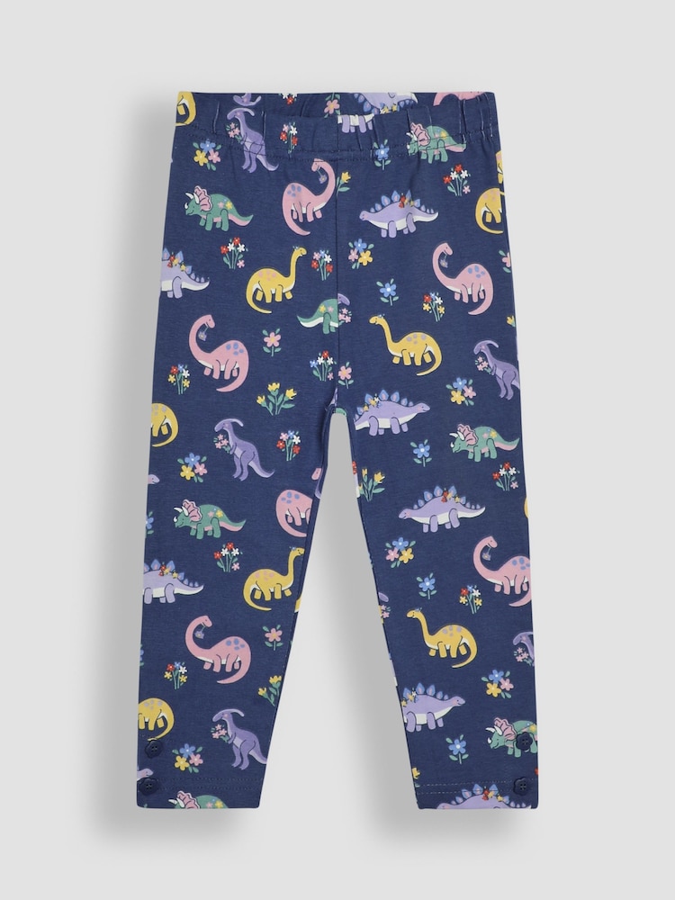 JoJo Maman Bébé Navy Blue Dino Floral 2-Pack Autumn Ditsy Floral Leggings - Image 2 of 8