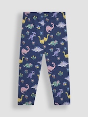 JoJo Maman Bébé Navy Blue Dino Floral 2-Pack Autumn Ditsy Floral Leggings - Image 3 of 8