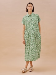 Albaray Green Brushstroke Floral Shirt Dress - Image 1 of 4