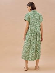 Albaray Green Brushstroke Floral Shirt Dress - Image 2 of 4