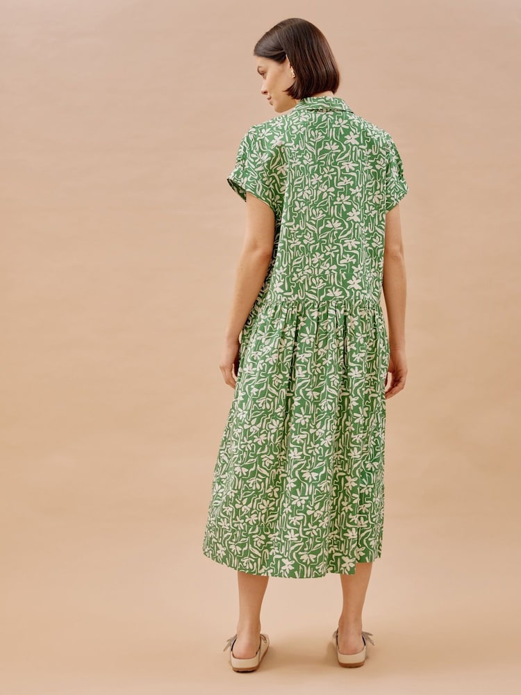 Albaray Green Brushstroke Floral Shirt Dress - Image 2 of 4