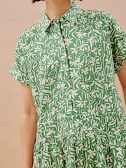 Albaray Green Brushstroke Floral Shirt Dress - Image 3 of 4