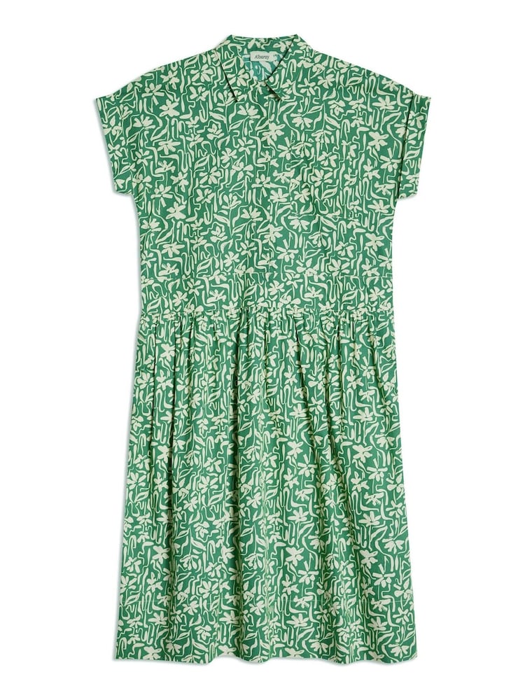 Albaray Green Brushstroke Floral Shirt Dress - Image 4 of 4