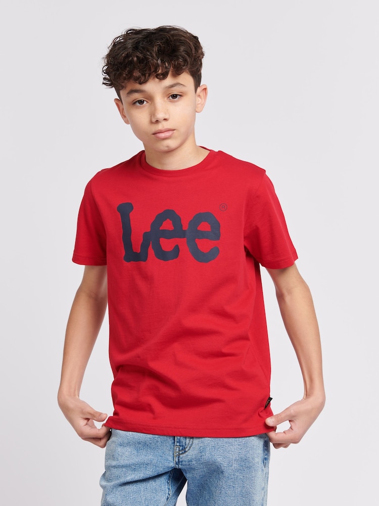 Lee Red Wobbly Graphic Print T-Shirt - Image 1 of 5 Lee Red Wobbly Graphic Print T-Shirt - Image 1 of 5