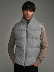 Grey Signature Wool Blend Donegal Puffer Gilet - Image 1 of 13