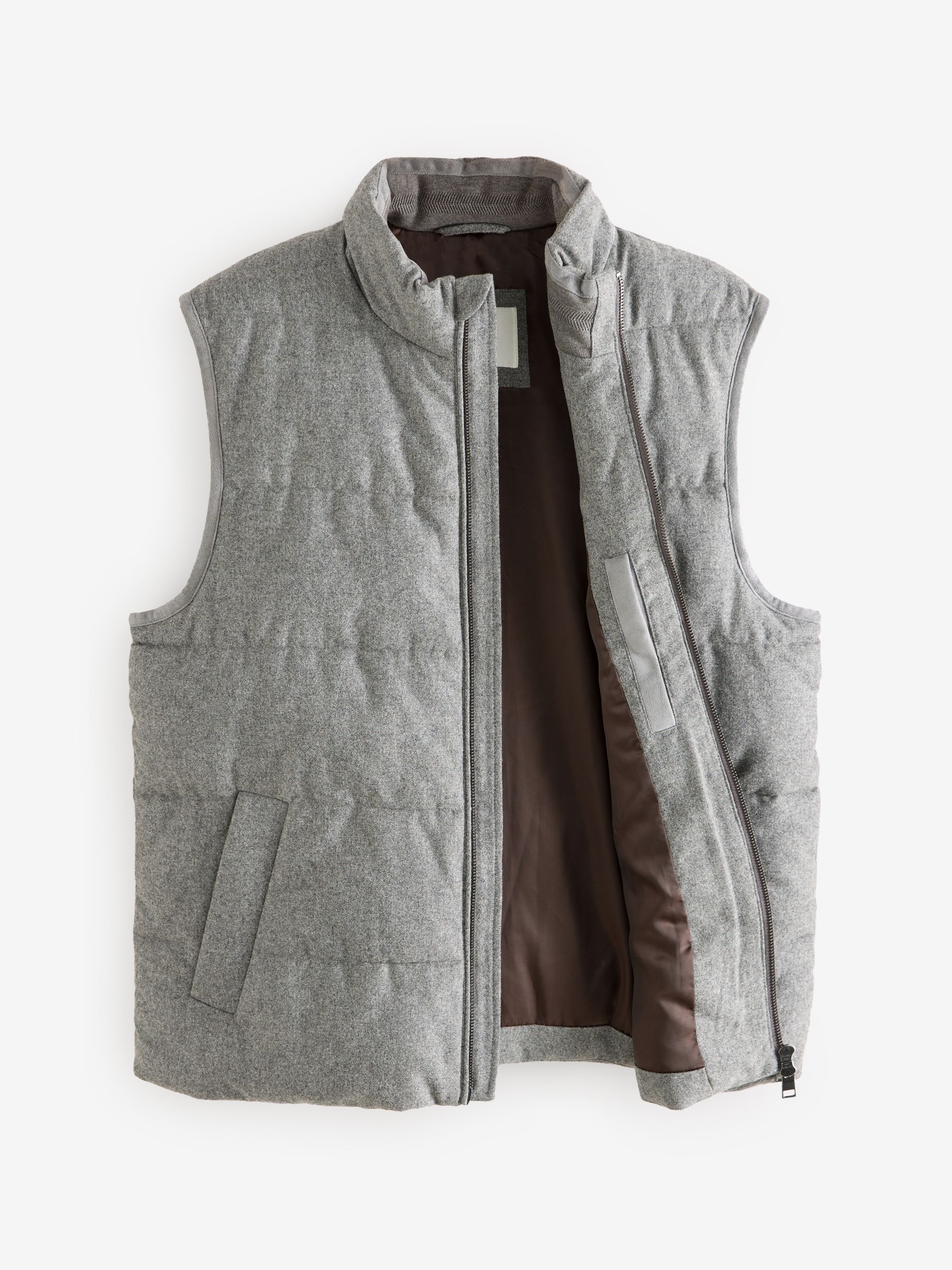 Buy Grey Signature Wool Blend Donegal Puffer Gilet from Next USA