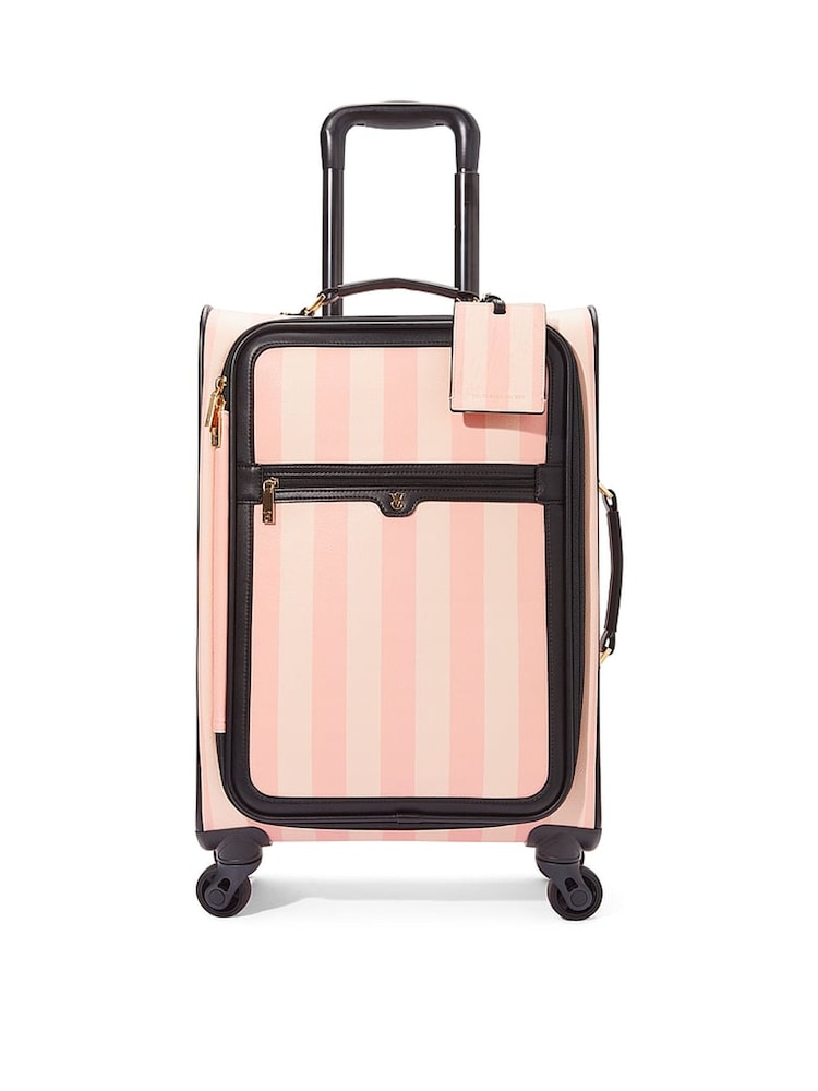 Victoria's Secret Iconic Stripe Pink Getaway Carry On Suitcase - Image 1 of 3