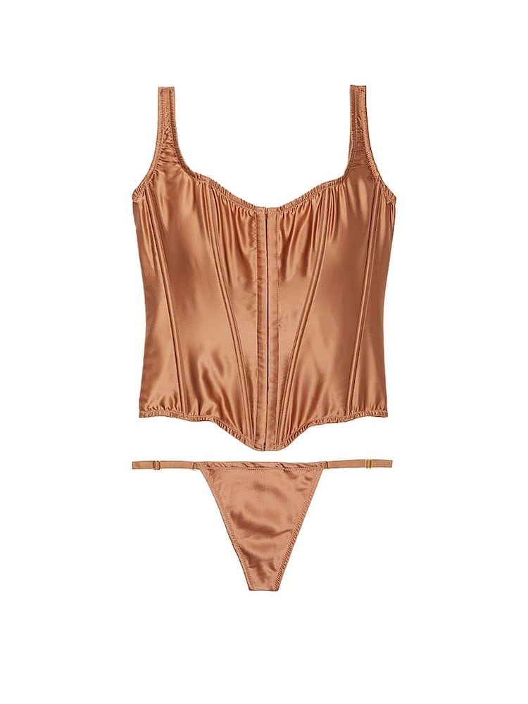 Victoria's Secret Toffee Nude Archive Satin Corset and Knicker Set - Image 3 of 3