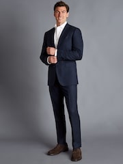 Charles Tyrwhitt Blue Slim Fit End On End Ultimate Performance Suit: Trousers - Image 3 of 4