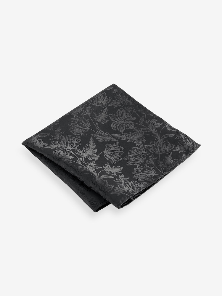 Black Slim Tie And Pocket Square Set - Image 2 of 5