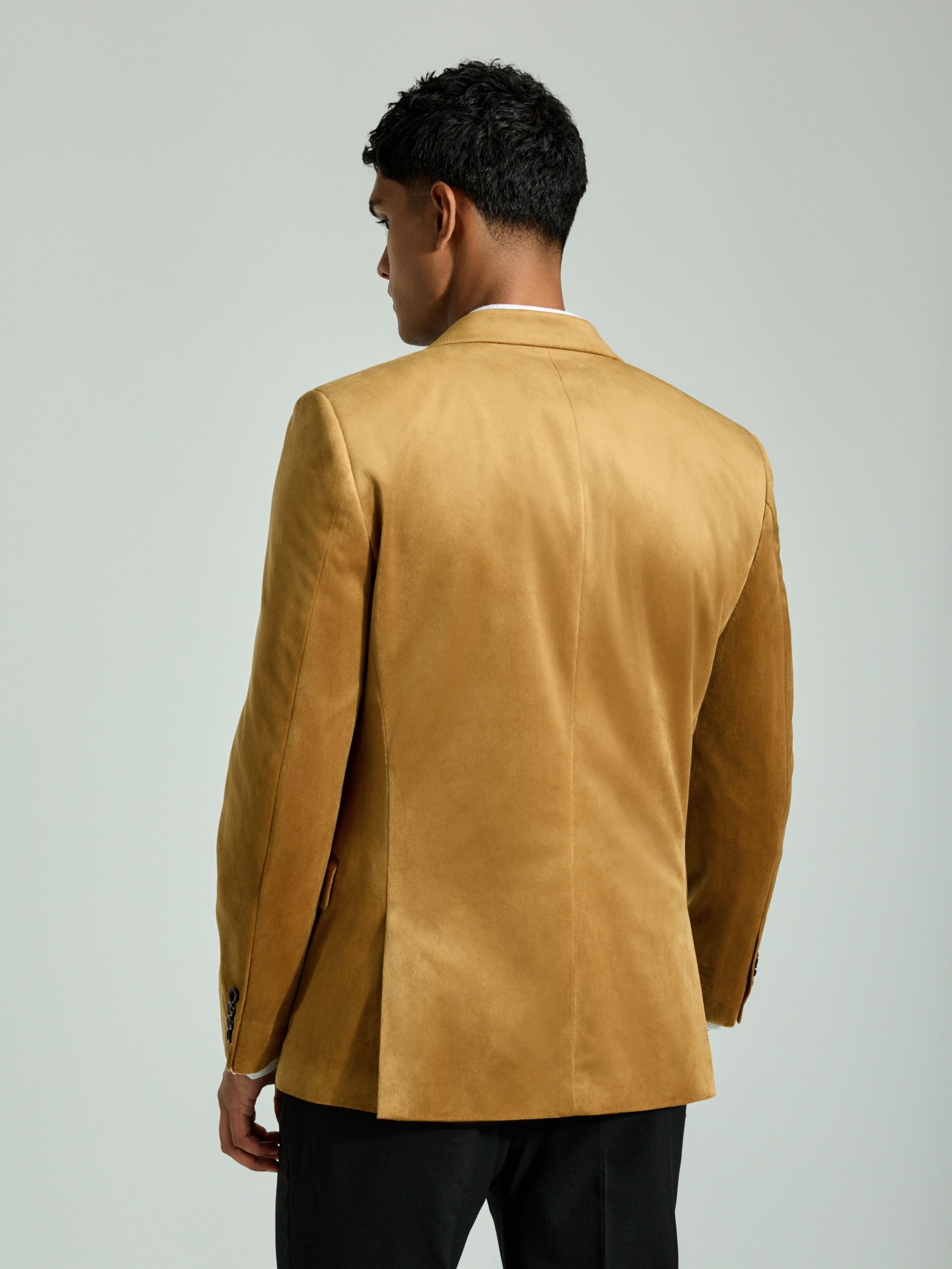 Buy Gold Slim Fit Self Lapel Velvet Blazer from Next United Arab Emirates