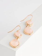 Gold Tone Rose Quartz Drop Earrings Made With Recycled Metals - Image 1 of 2