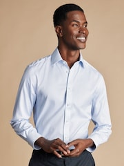 Charles Tyrwhitt Blue Slim Fit Non Iron Twill Mini Grid Check Shirt - Image 1 of 7