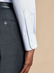 Charles Tyrwhitt Blue Slim Fit Non Iron Twill Mini Grid Check Shirt - Image 2 of 7