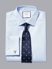 Charles Tyrwhitt Blue Slim Fit Non Iron Twill Mini Grid Check Shirt - Image 5 of 7