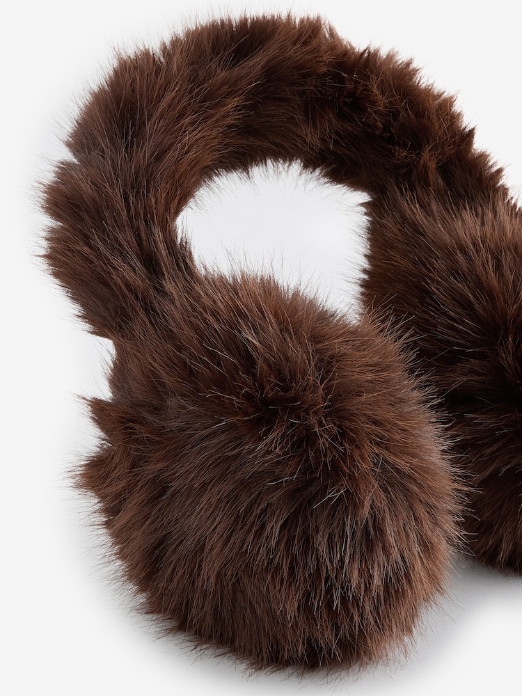 Chocolate Brown Faux Fur Earmuffs - Image 5 of 6