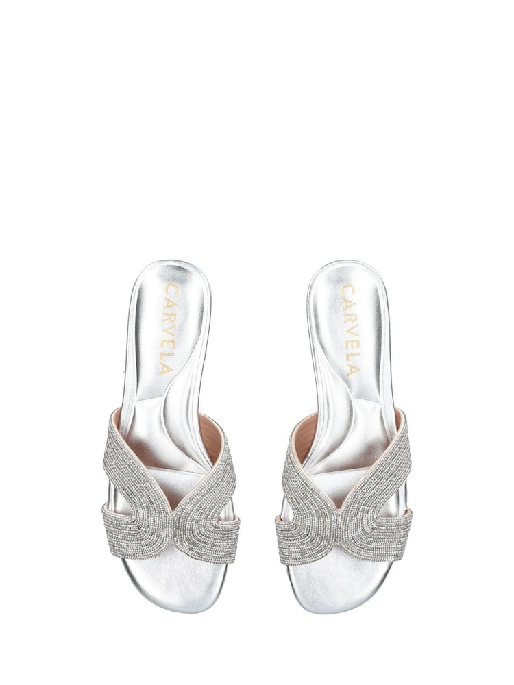 Carvela Chrome Gala Mule Jewel Sandals - Image 2 of 4