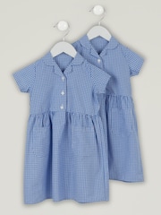 Trutex modra gincham 2 Pack Button Front School Summer obleka - Slika 1 iz 5