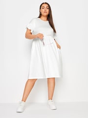 Yours Curve White Frill Sleeve Smock 100% Cotton Tunic - Image 1 of 5