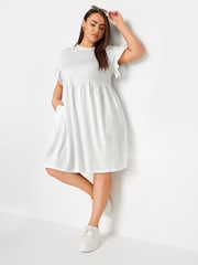 Yours Curve White Frill Sleeve Smock 100% Cotton Tunic - Image 2 of 5
