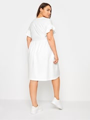 Yours Curve White Frill Sleeve Smock 100% Cotton Tunic - Image 3 of 5