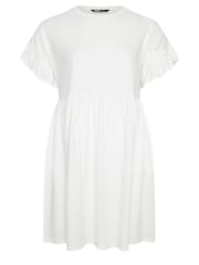 Yours Curve White Frill Sleeve Smock 100% Cotton Tunic - Image 5 of 5